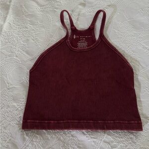 FM Movement Red Sleeveless Fitted Crop Tank Top